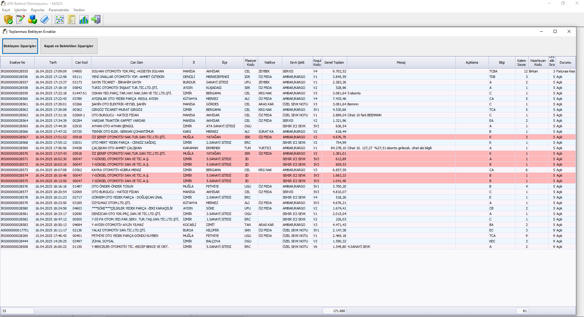 Depo Yönetim Ekranı 2